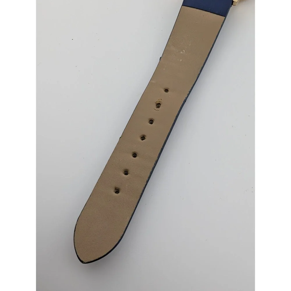 MSPCI‎ Glitter Dial Women's Watch 36mm Gold Case Blue Faux Leather Band- Working